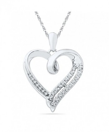 Sterling Silver Round Diamond in Heart Pendant (1/10 cttw) - C9115FKXWMZ