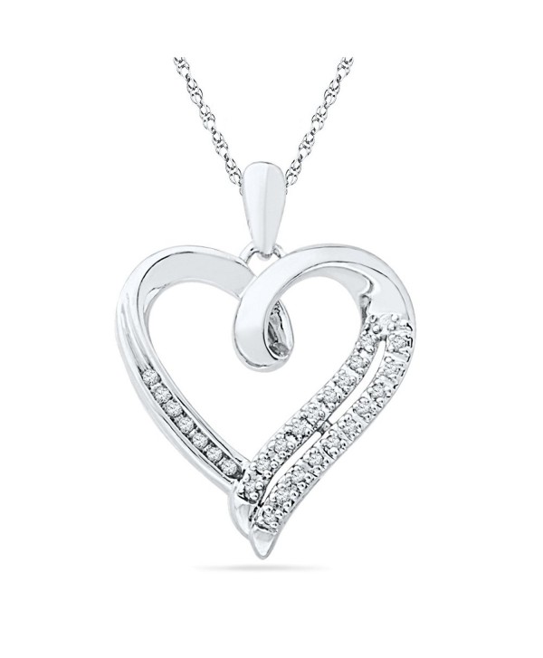 Sterling Silver Round Diamond in Heart Pendant (1/10 cttw) - C9115FKXWMZ