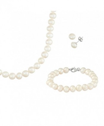 Fresh Water Potato Pearl Sterling Silver Necklace- 18"- Bracelet- 7.5"- and Earring Set - C817YRAA652