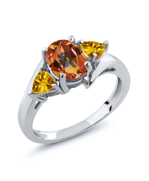 2.00 Ct Oval Ecstasy Mystic Topaz and Citrine 925 Sterling Silver Women's Ring (Available in size 5- 6- 7- 8- 9) - CE1176N2DLP