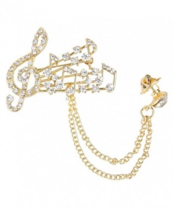 EVER FAITH Women's Austrian Crystal Bridal Musical Note Brooch Collar Chain Clear - Gold-Tone - CO11PI2YJQD