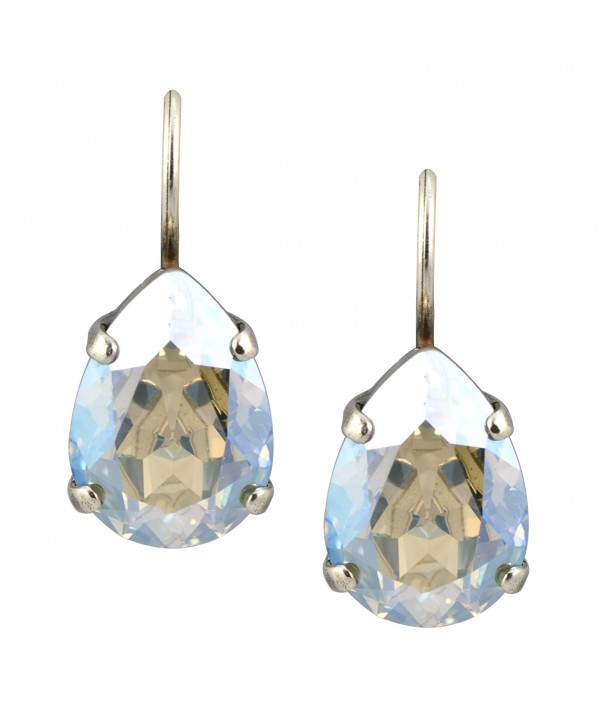 Mariana Silver Plated Raindrop Crystal Drop Earrings in Clear Crystal Moonlight - CN11FYYMAXD