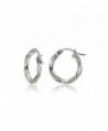Hoops & Loops Sterling Silver 2mm Twist Small Round Hoop Earrings - CF12CMU5Q0V