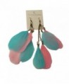 Mojeska Fashion Turquoise & Pink Natural Feather Earrings Jewelry Christmas Gifts - CE128EUHUEN