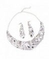 Jili Online Chunky Clear Crystal Statement Necklace & Earrings Wedding Bridal Jewelry Set - CW188WI6YIX