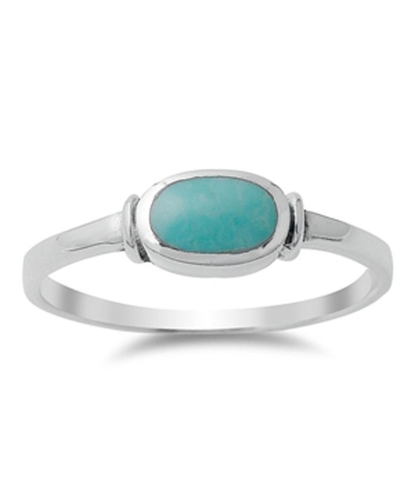 CHOOSE YOUR COLOR Sterling Silver Oval Ring - Simulated Turquoise - C611Y23FZDZ