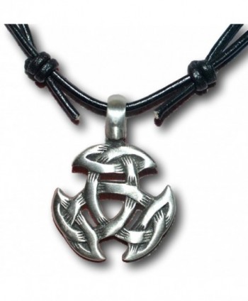 Native Treasure - Celtic Crescent Pewter Pendant Necklace - Adjustable Black Leather Cord - C111CMDU1XB