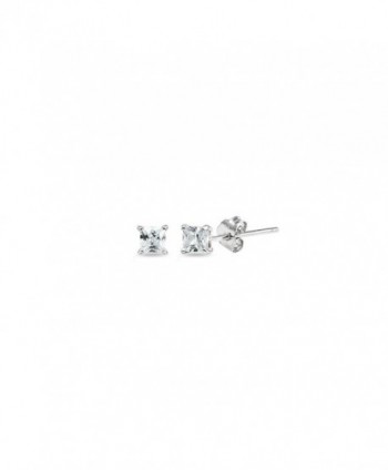 Sterling Silver Cubic Zirconia 2mm Princess-Cut Square Stud Earrings - CO185EAQE8I