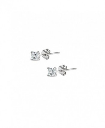 Sterling Silver Zirconia Princess Cut Earrings