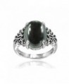 Sterling Silver Simulated Hematite Oxidized Bali Inspired Filigree Oval Ring - C5187QS6MA6