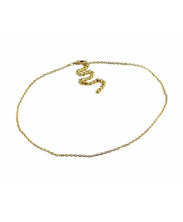 Lucky Feather Base Chain Necklace 16" - 20" Gold Plated - CQ11824EESH