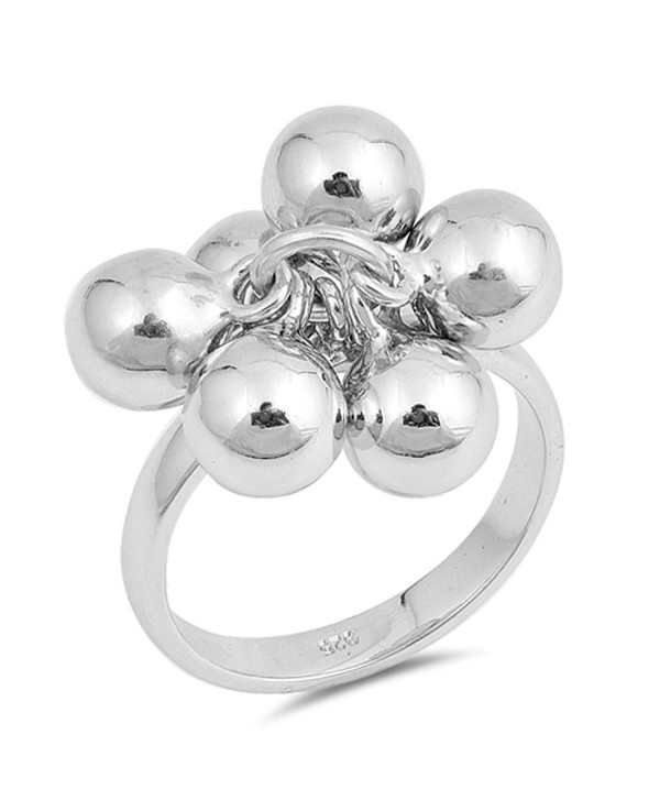 Bead Ball and Chain Hanging Charm Ring New .925 Sterling Silver Band Sizes 5-10 - CE187YZ0CT3