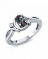 1.03 Ct Oval Mystic Topaz and White Topaz 925 Sterling Silver Ring (Available in size 5- 6- 7- 8- 9) - CW117GL101L