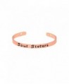 SOUL SISTER Open Cuff Bangle Bracelet - Adjustable Stainless Steel Bracelet Gift for Sister - rose gold - CW1877355M8