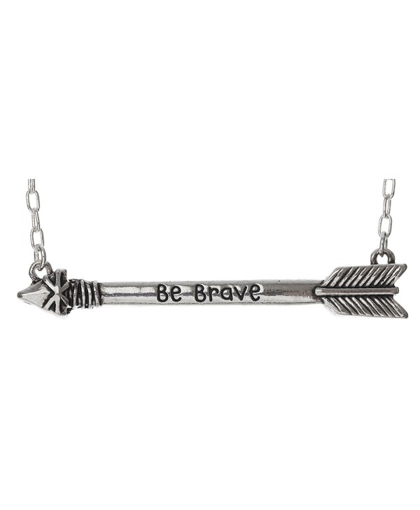 Be Brave Arrow Necklace 15" + 3" Extender Silver Tone - C911ZWE0DJJ
