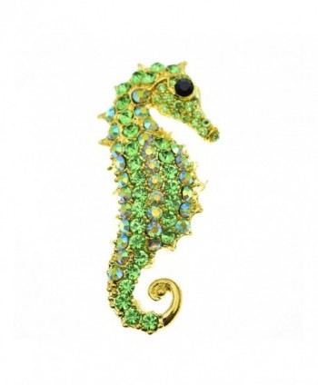 Yilanair Vintage Muilti-color Crystal Rhinestone Seahorse Brooch Pin Jewelry for Dress Wedding - Green - C812O67UPUB