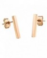 D.B.MOOD Rectangle Bar Stud Earrings Rose Gold Plated Stainless Steel Earring for Women - Long - C112JRU86S3