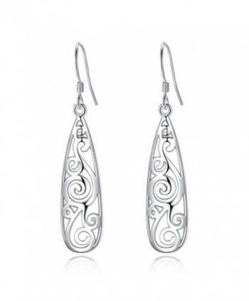 EVER FAITH Sterling Filigree Earrings - 925 Sterling Silver - C612LFZYWD1