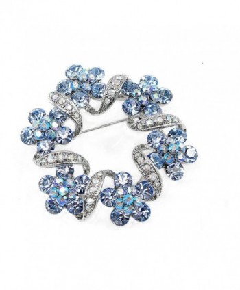 Glamorousky Elegant Flower Brooch with Blue Austrian Element Crystal (324) - CK118SOE69D