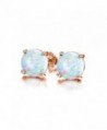 Sterling Silver Stud Earrings - Round Created Opal Studs (6mm) - C8188E4I9GG