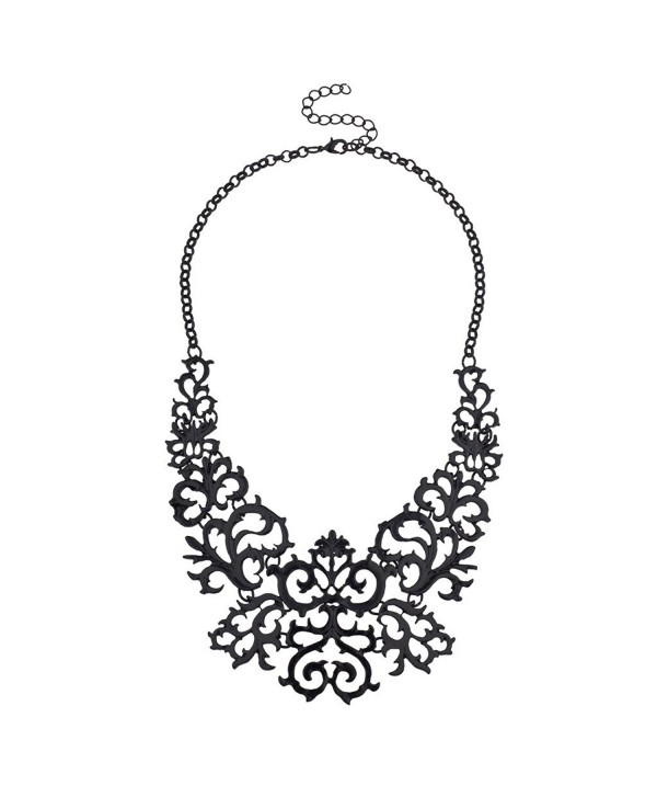 Lux Accessories Black Filigree Chain Link Statement Necklace - CA125UY3R25
