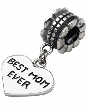 ALOV Jewelry Mothers Day Gifts Sterling Silver Best MOM Ever Dangle Charm Bead - CI11BTXMXNL