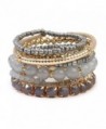 Riah Fashion Women's Multicolor Beaded Stretch Stackable Bracelet for Her - Grey - CB183X46UHI