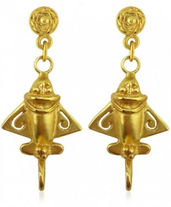 Pre-Columbian 24k Gold Plated Ancient Aliens Aircraft/Golden Jet /Gold Flyer Dangle Earrings - CO11CMF1S1D