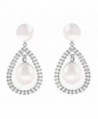 Double 5mm Freshwater Pearl Teardrop Dangle Errings with Sterling Sliver - Grey - C2182SMH76T