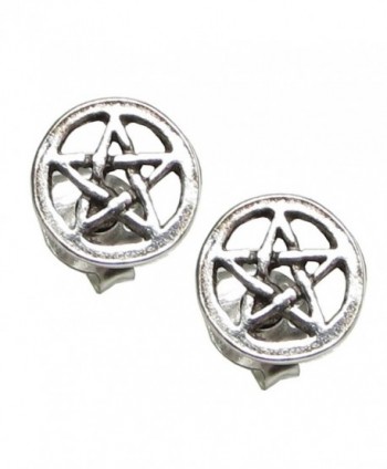 Sterling Silver Pentacle Pentagram Star Stud Earrings - C911H7Y3HLX