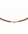 2mm Natural Leather Cord Necklace Choker with Solid 925 Sterling Silver Clasp 20" - C7115HCBGP1