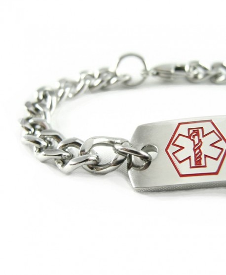 Engraved & Customizable Asthma Medical Alert ID Bracelet- Curb Chain ...