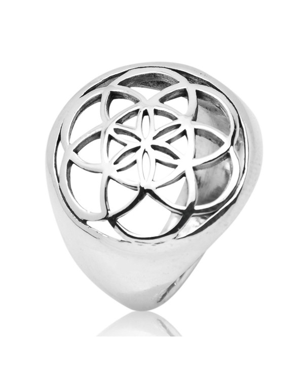 925 Sterling Silver Filigree The Seed of Life Symbol Sacred Geometry Mandala Band Ring 6- 7- 8 - CP12MZO3TOS