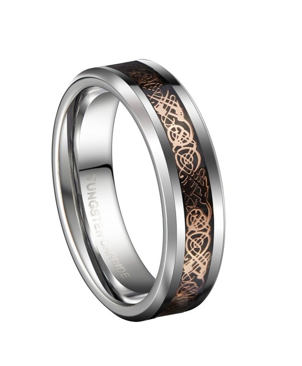 6mm Tungsten Carbide Wedding Band 18K Rose Gold Plated Celtic Dragon Engagement Matching Couple Ring - CF12HZ7F4PD