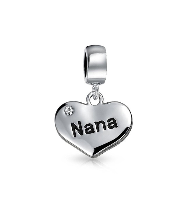 Bling Jewelry 925 Silver Crystal Nana Heart Dangle Charm Bead - C811GKF3GRF