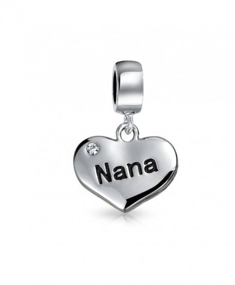 925 Silver Crystal Nana Heart Dangle Charm Bead - C811GKF3GRF