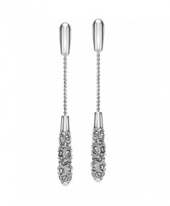 Neoglory Jewelry Platinum Plated White Rhinestone Long Dangle Drop Post Earrings - white 1 - CC11LYSXHYZ