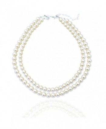Ginasy Simulated Necklace Fashion Jewelry - "8mm Pearl- 18"" Double Strand" - CD182TE36WD