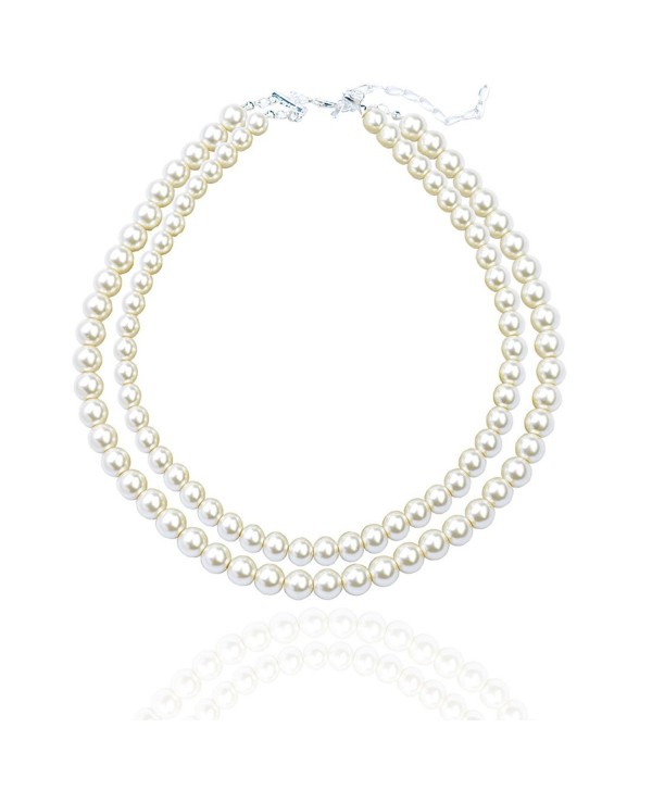 Ginasy Simulated Necklace Fashion Jewelry - "8mm Pearl- 18"" Double Strand" - CD182TE36WD