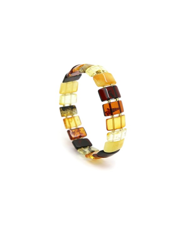 Genuine Natural Baltic Amber Stretch Bracelet For Women - Multicolored - CE11UTTRISB