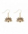 MANZHEN Lotus Flower Blossom Earrings Nature Abalone Paua Shell Dangle Earrings - gold - CV182XSO8QX