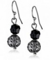 1928 Jewelry Colored Bead Ball Drop Earrings - black - C2115D7CX8J