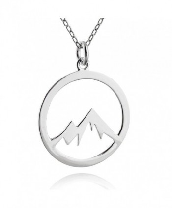 Sterling Silver Snowcapped Mountain Range Peaks Pendant Necklace- 18" - CR186ATE6YW