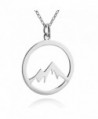 Sterling Silver Snowcapped Mountain Range Peaks Pendant Necklace- 18" - CR186ATE6YW