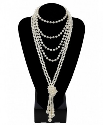 1920s Pearls Necklace Gatsby Accessories - "A-1 * 59"" necklace + 2 * 45""knot necklace" - CU17AZAGYAT