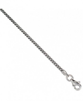 Sterling Silver Franco Chain Necklace 1.3mm Thin Rhodium Finish Nickel Free Italy- sizes 16 - 20 inch - CC114U15YDZ