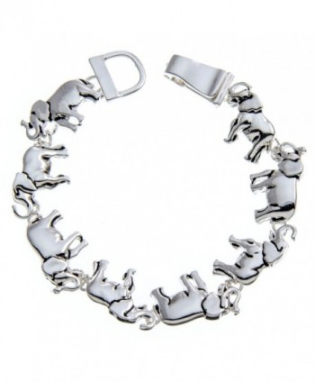 PammyJ Silvertone Shiny Multi Elephant Magnetic Closure Bracelet - C311VC77AAD