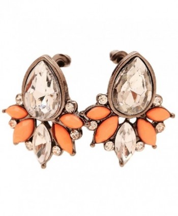 Susenstone Wedding Jewelry Rhinestone Style Earrings For Women - Orange - CB12H4RNS9D