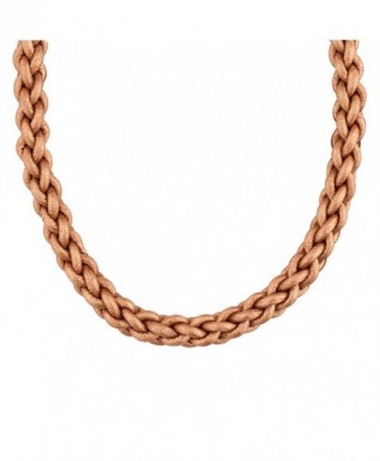 Bronze Braided Leather Cord Necklace with Brass Extender - CU11G4ISWQN