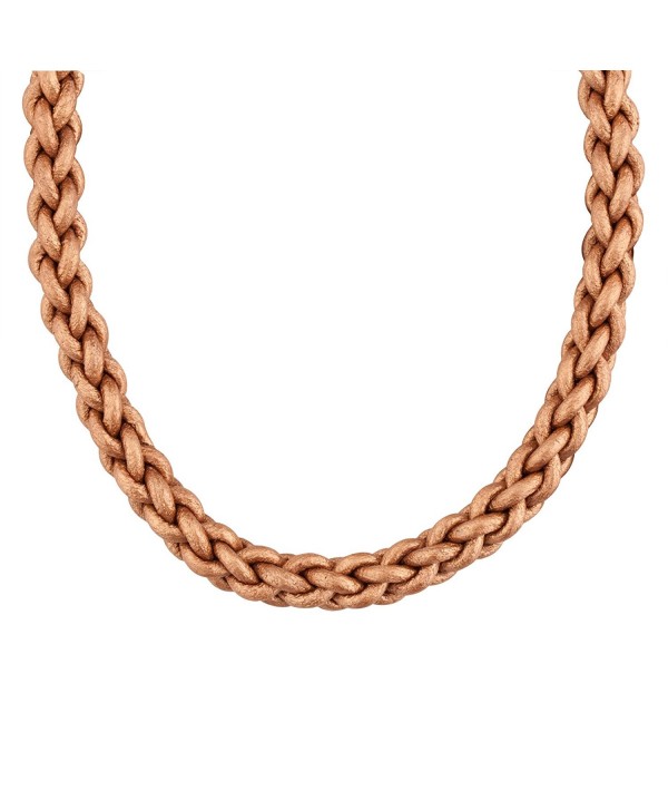 Bronze Braided Leather Cord Necklace with Brass Extender - CU11G4ISWQN